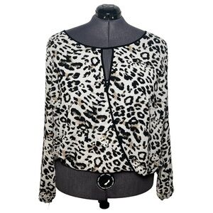 Torrid Animal Print Surplice Long Sleeve Semisheer Blouse (Size 3)